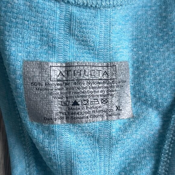 Athleta Blue Racer Back Tank With Rouched Front Size XL - Picture 2 of 7